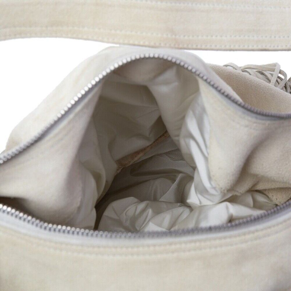 Miu Light Beige Suede Fringe Hobo #129618M28B - Picture 9 of 10